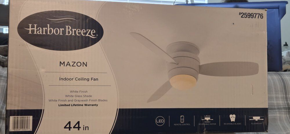 Harbor Breeze Mazon 44-inch Ceiling Fan w/ Reversible Blades & Remote
