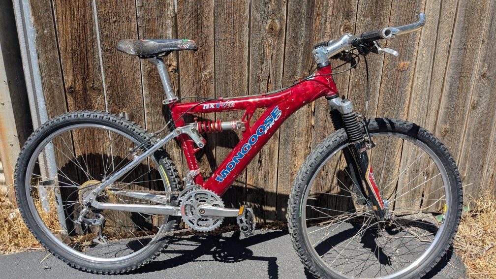 Mongoose Pro NX 8.5 Full Suspension Mountain Bike Red