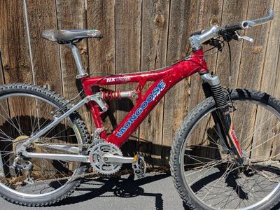 Mongoose Pro NX 8.5 Full Suspension Mountain Bike Red
