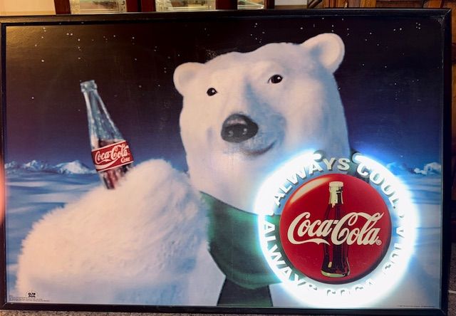 Neon Coca Cola Polar Bear sign vintage 1994