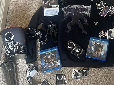 Venom Movie Merchandise Lot: Mask, Hoodie, Blu-rays, Collectibles, & More