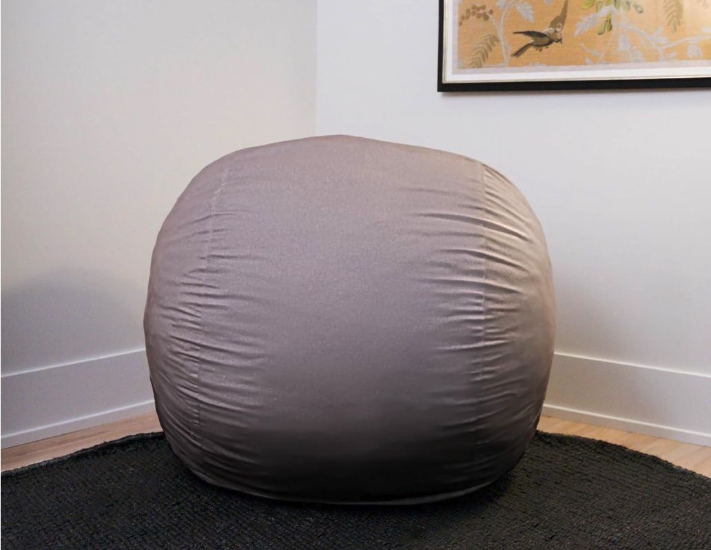 Big Joe Fuf 4ft Bean Bag Chair in Gray Plush Polyester