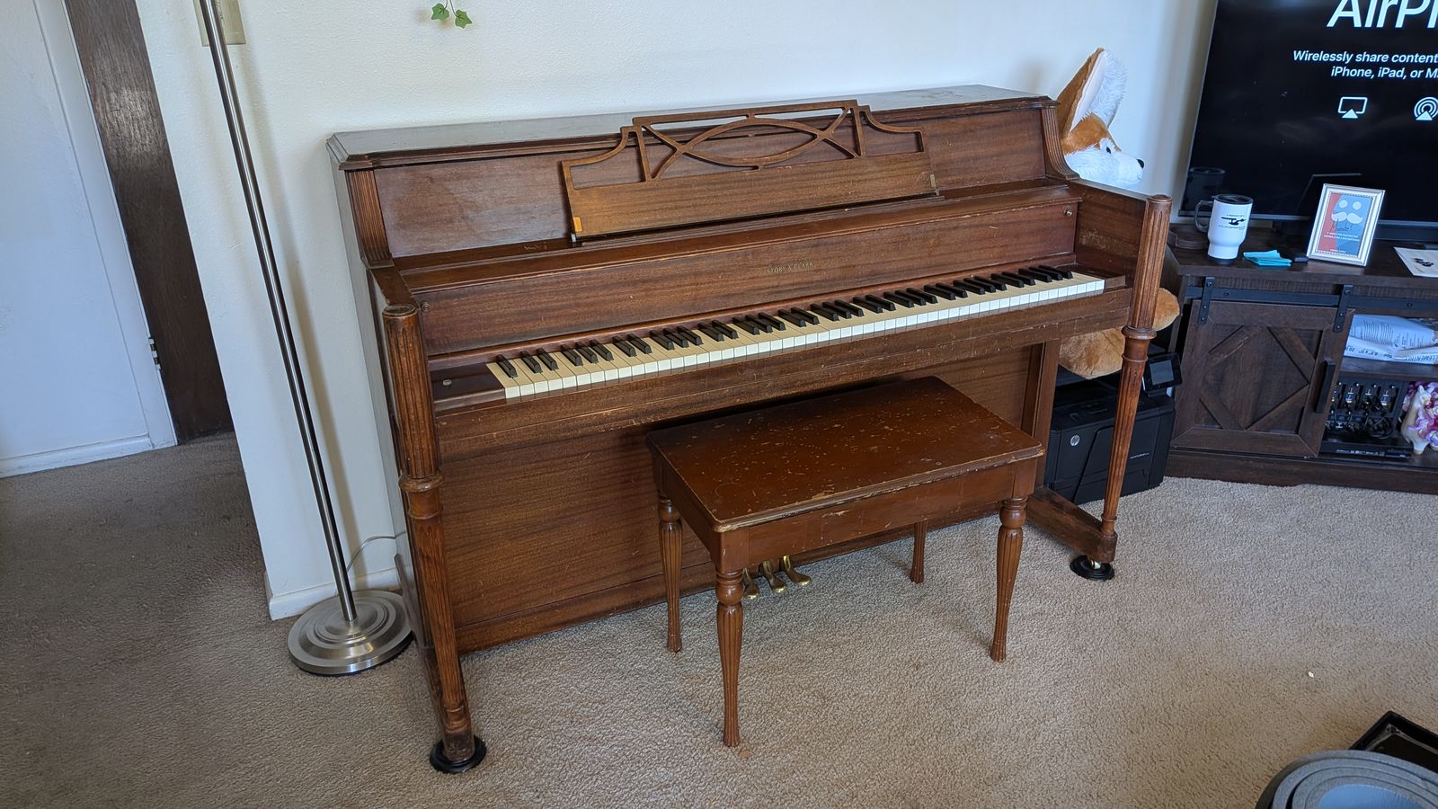 Standup Piano with new wheels and coasters