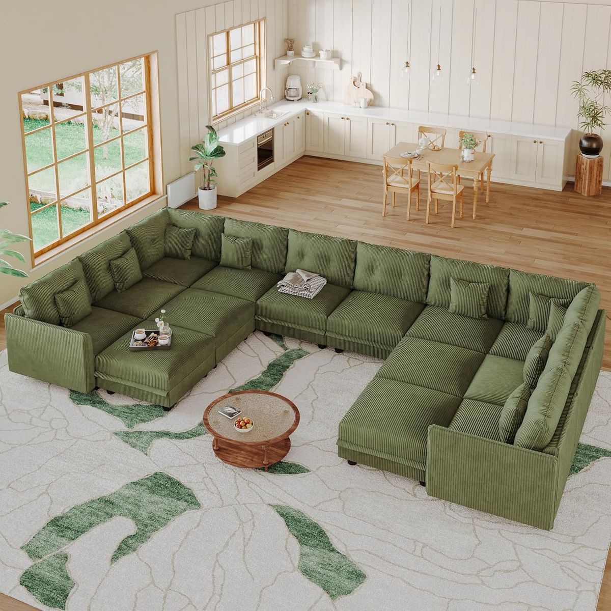 Sectional couch, beautiful fabric, flexible setup, MUST SELL