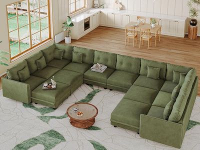 Sectional couch, beautiful fabric, flexible setup, MUST SELL