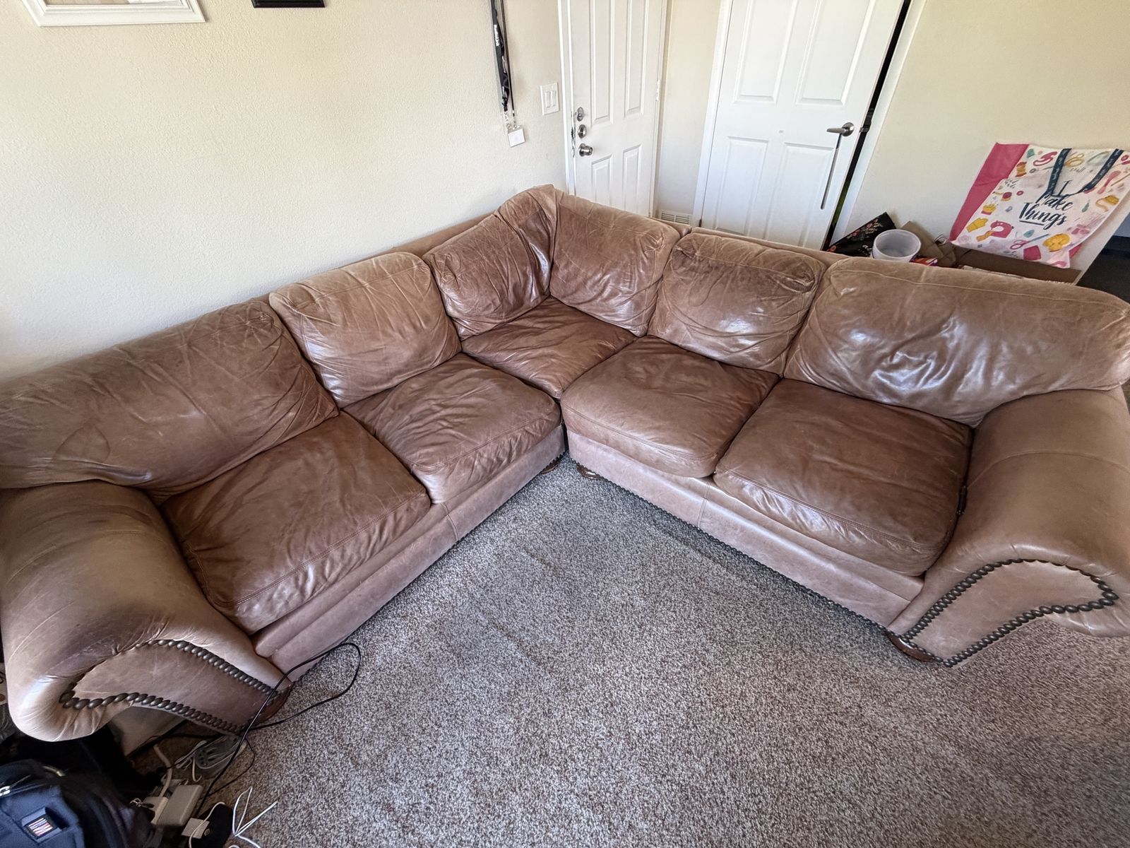 Brown Lether Couch/Sectional