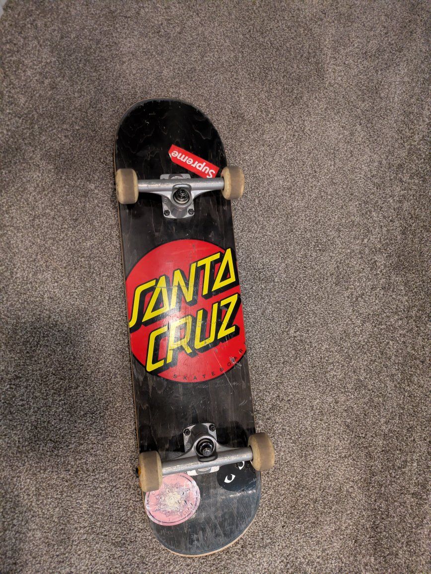 Santa Cruz Skateboard with Supreme Sticker - Used Complete Skateboard