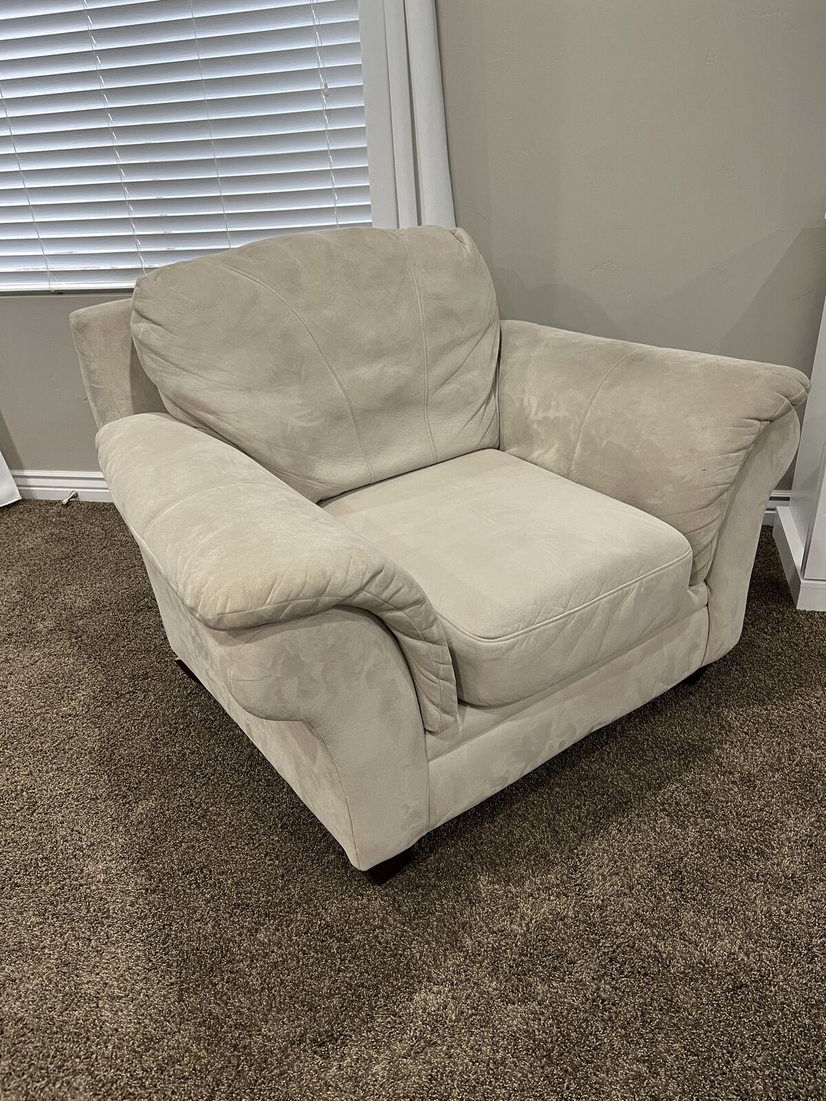 Oversized Cream Microfiber Chair