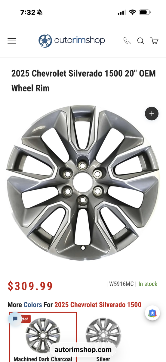 4 OEM Aluminum wheels - 2025 Chevrolet Silverado 1500 - 20” x 9” -