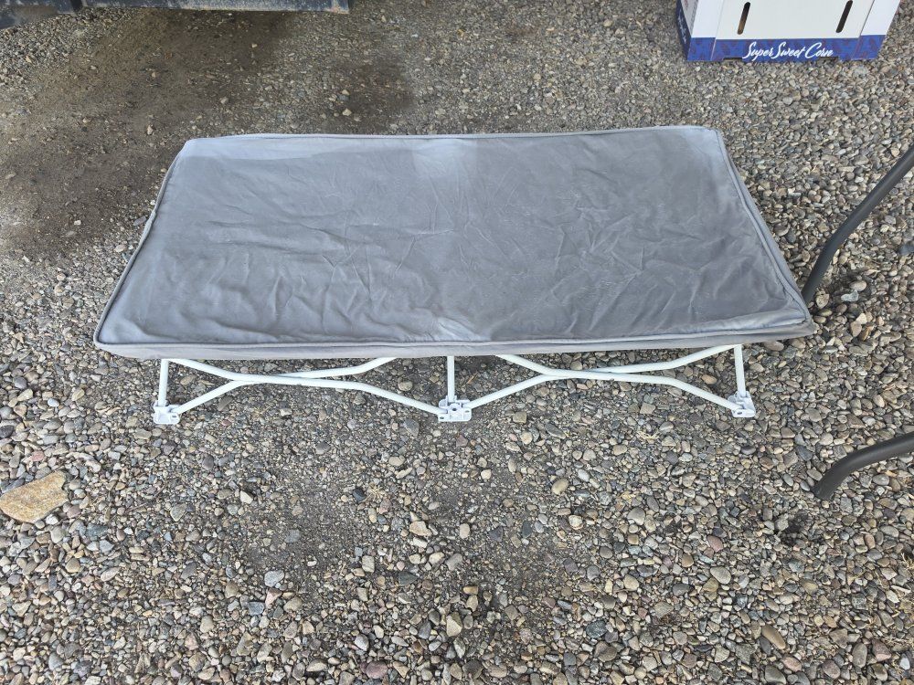Folding Camping Cot with Gray covering