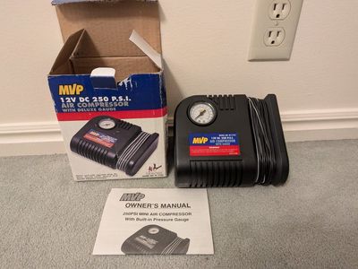 MVP 12V DC 250 PSI Mini Air Compressor with Gauge W-1732