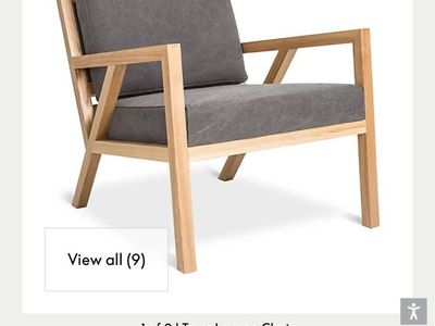Gus Modern Truss Lounge Chair in Vintage Smoke / Natural Ash