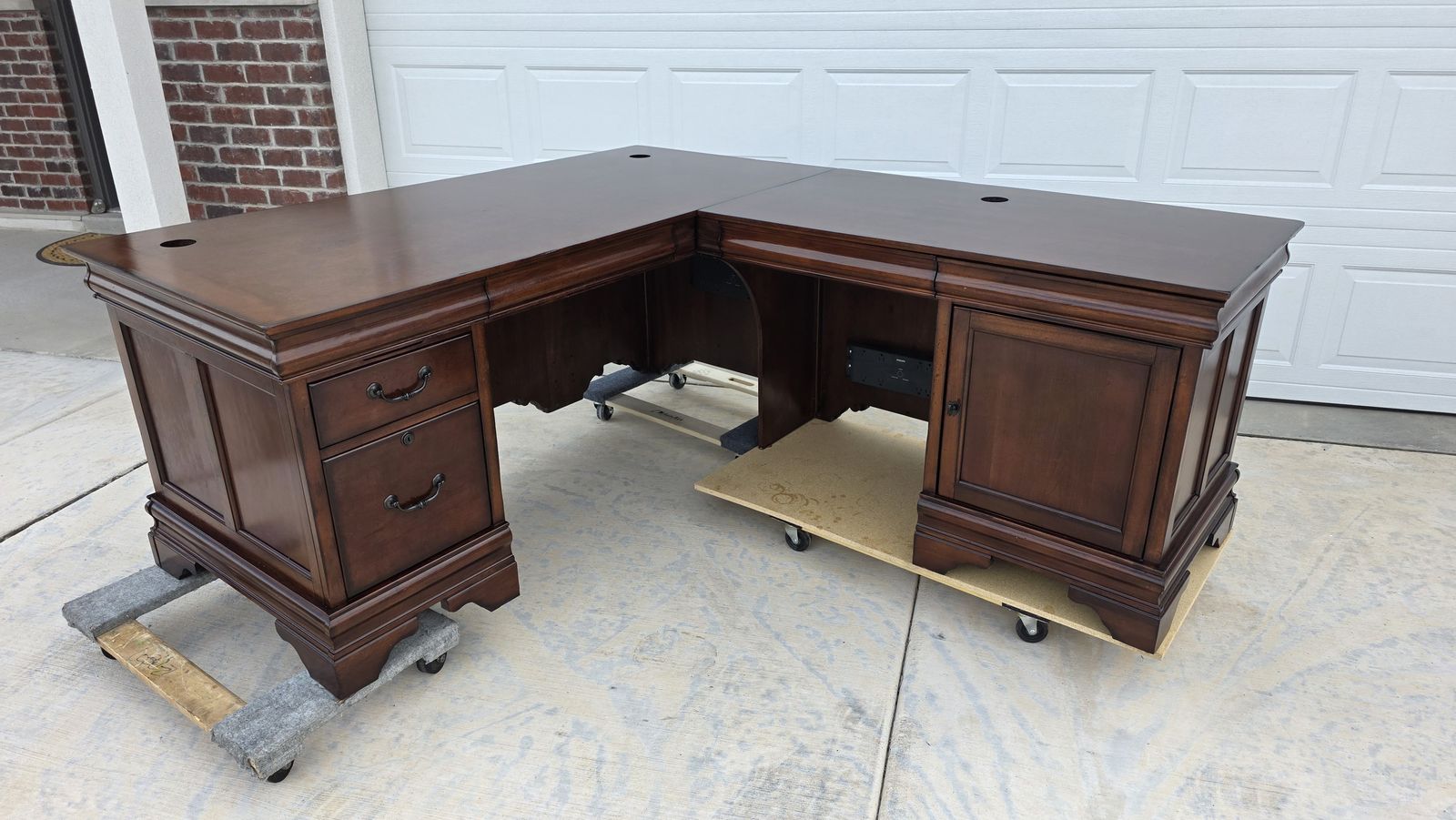 Beautiful Solid Wood Executive Desk for Sale w/Matching Filing Cabinets
