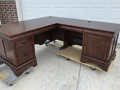 Beautiful Solid Wood Executive Desk for Sale w/Matching Filing Cabinets