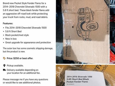 2014–2018 Chevy New in Box Silverado 1500 Pocket Style Fender Flares