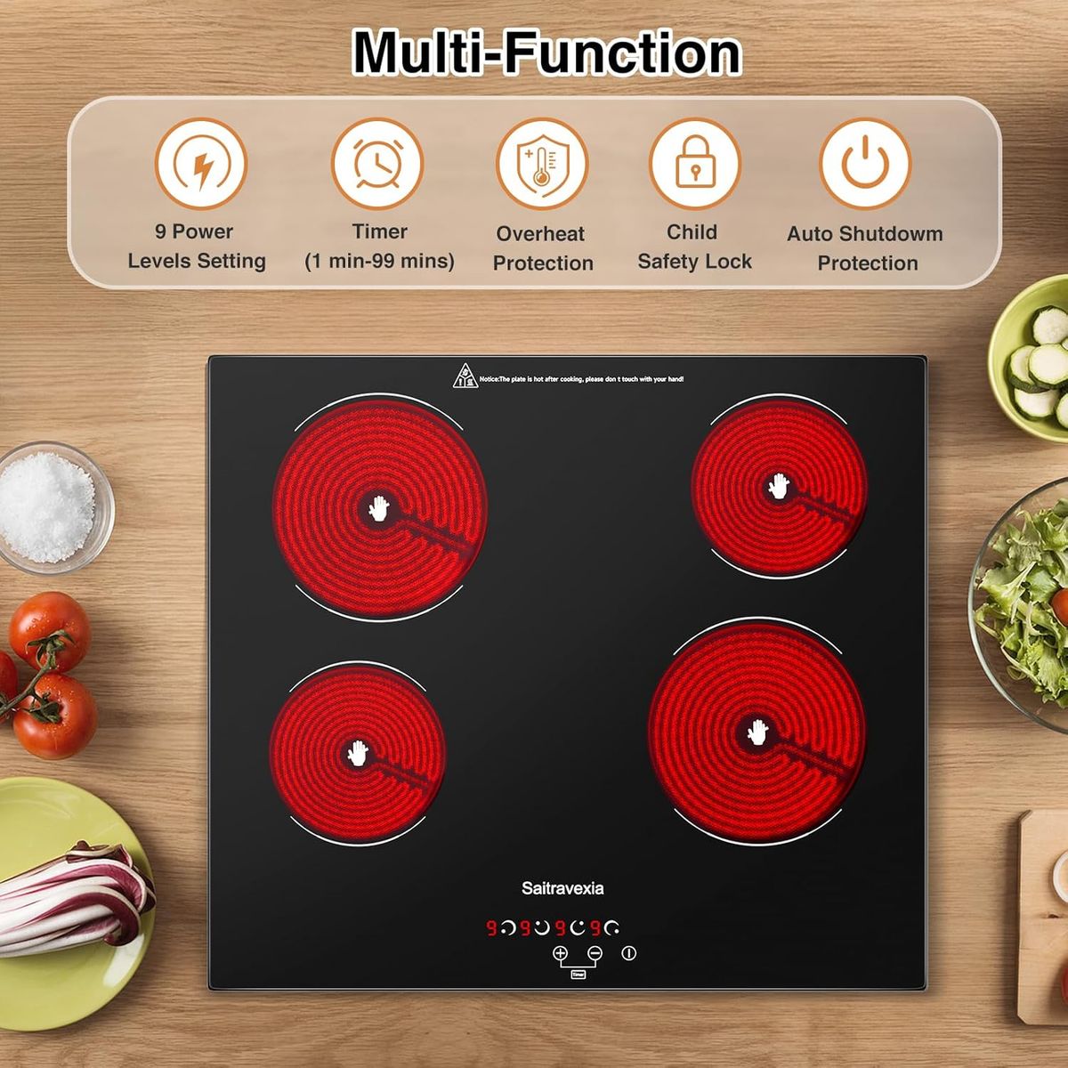 Saitravexia Electric Cooktop, 4 Burner
