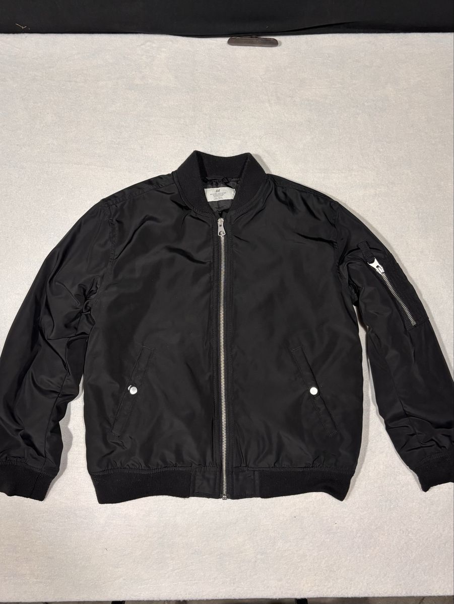H&M Kids Black Zip-Up Bomber Jacket Size US 8-10