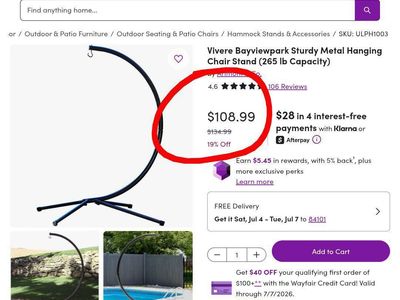 C-Shape Hanging Hammock Chair Stand - Heavy Duty Black Steel Frame, All-Weather Indoor/Outdoor Swing Support with spring.