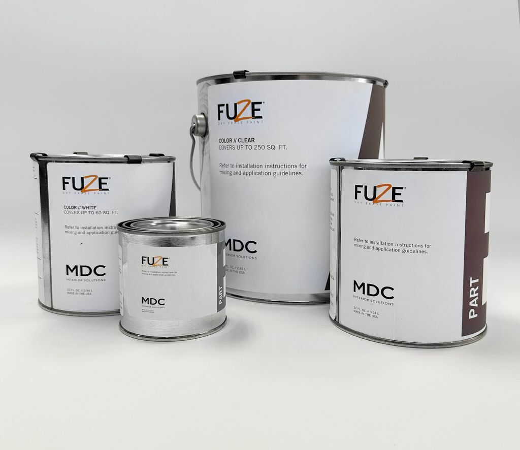 FUZE Dry Erase Paint, 250 Sq Ft, Part A & Part B, Clear