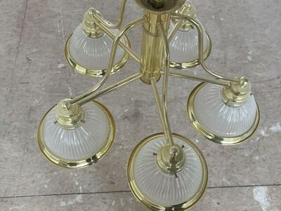 5 Light Gold & Glass Chandelier
