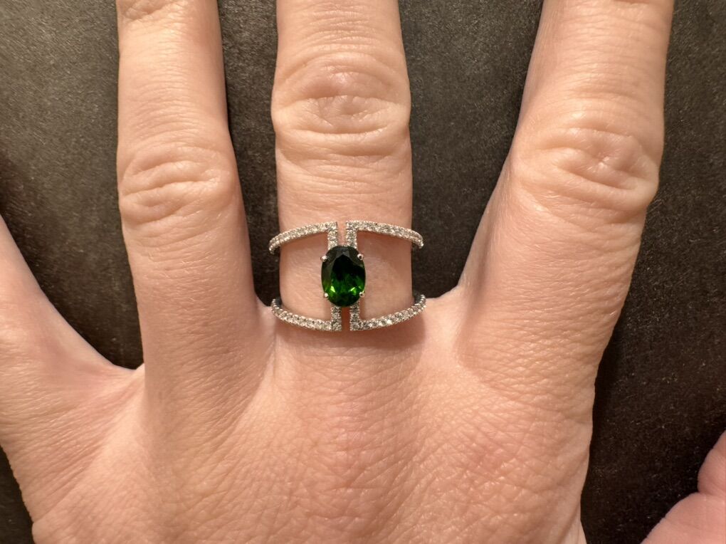 Emerald Green And Diamond Ring