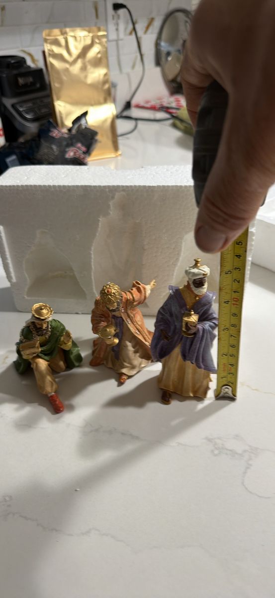 Three Wise Men Nativity Figurines Set with Styrofoam Packaging