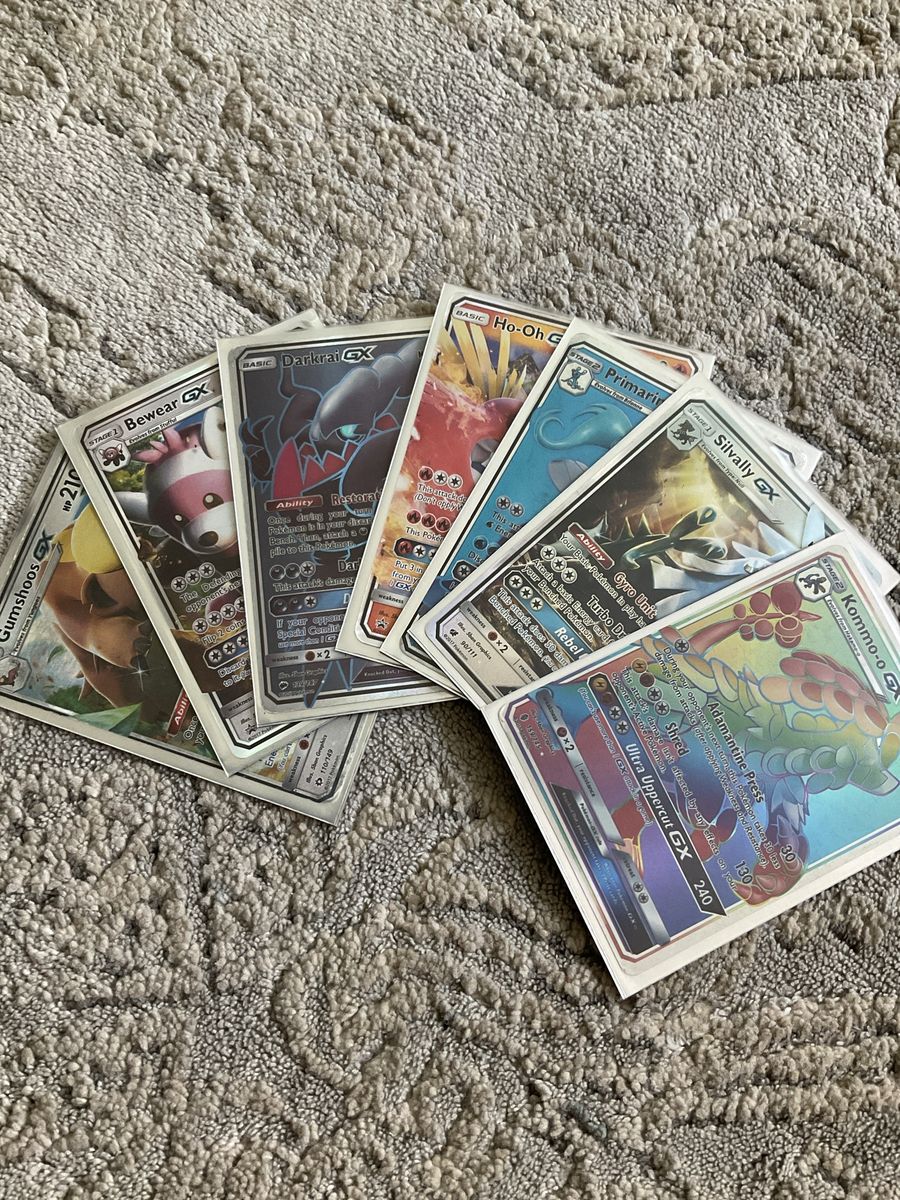 Pokemon GX Trading Cards Lot of 7 - Bewear, Primarina, Ho-Oh, Darkrai, Silvally, Kommo-o, Gumshoos