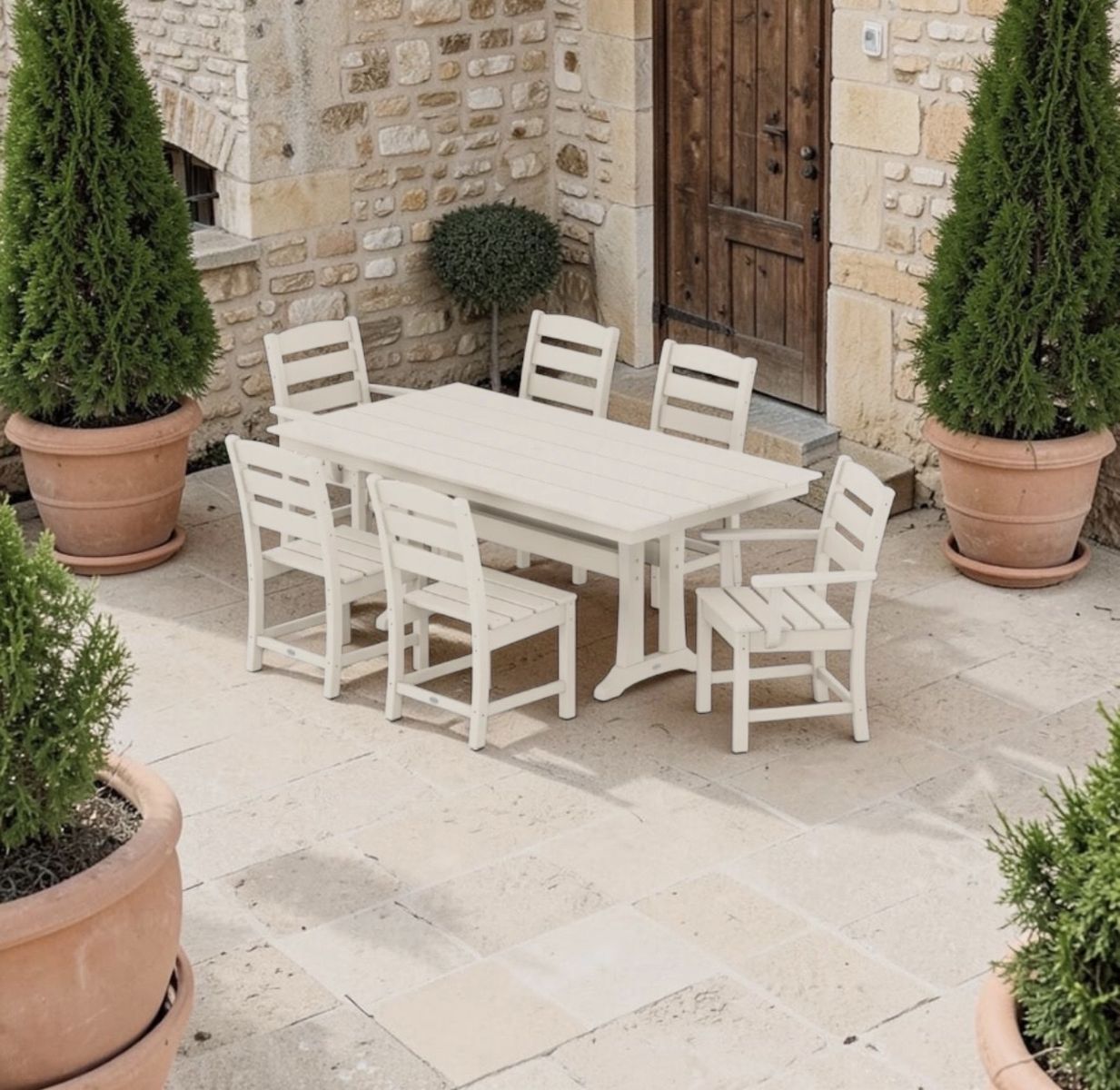 POLYWOOD Lakeside 7 Piece Farmhouse Dining Set