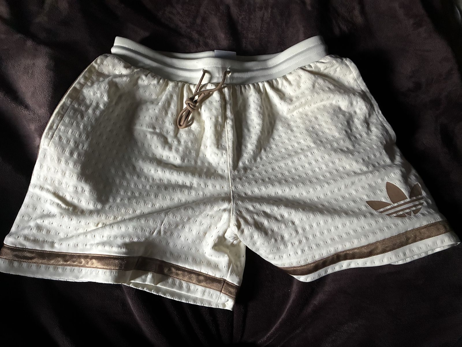 Adidas Warp Knit Men's Mesh Athletic Shorts Cream/Brown Size Medium NWT