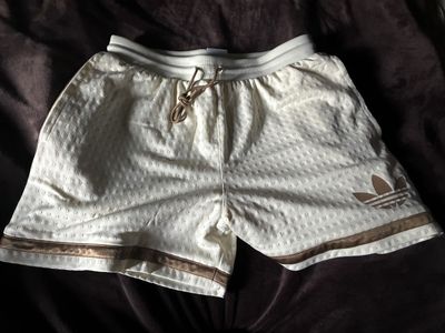 Adidas Warp Knit Men's Mesh Athletic Shorts Cream/Brown Size Medium NWT