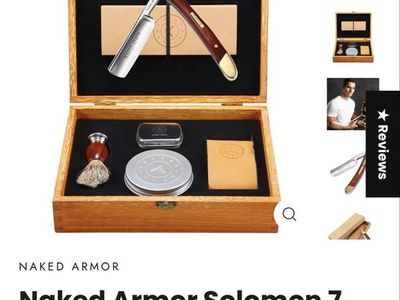 Naked Armor Solomon 7-Piece Straight Razor Shaving Kit 7/8 Brown Wood Box