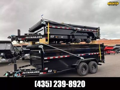 2026 PJ Trailers Black 7X16 DV Low Pro Dump 15.4K