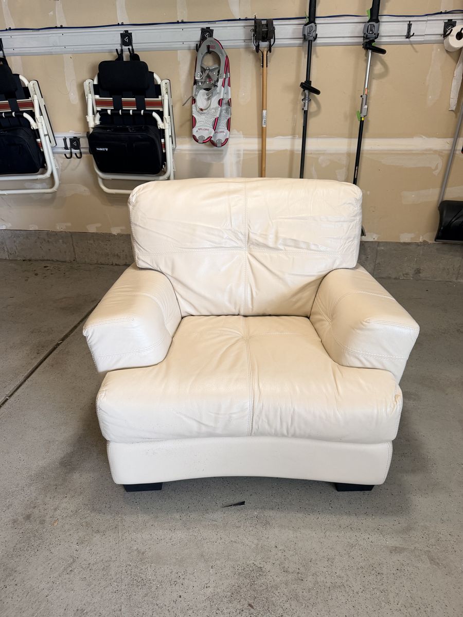 Cream leather chair 