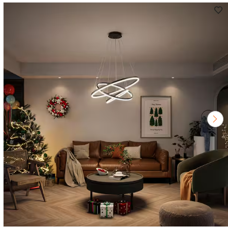 31 in. 3-Light Modern Black Geometric Adjustable Styling Tiered Integrated LED Chandelier for Bedroom and Kitchen Island