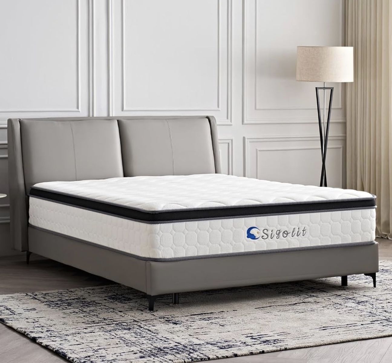 sigolit 12 Inch Queen Size Hybrid Mattress - Medium Firm, Memory Foam & Pocket Springs