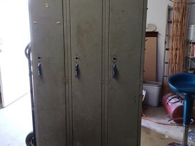 Vintage Metal School Lockers - 3 Units, Industrial Storage, Gym Locker Style