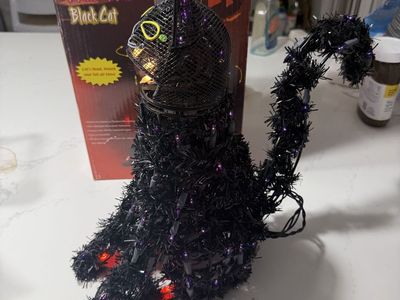 15" Animated Multi-Motion Light Up Black Cat Halloween Decoration with Box