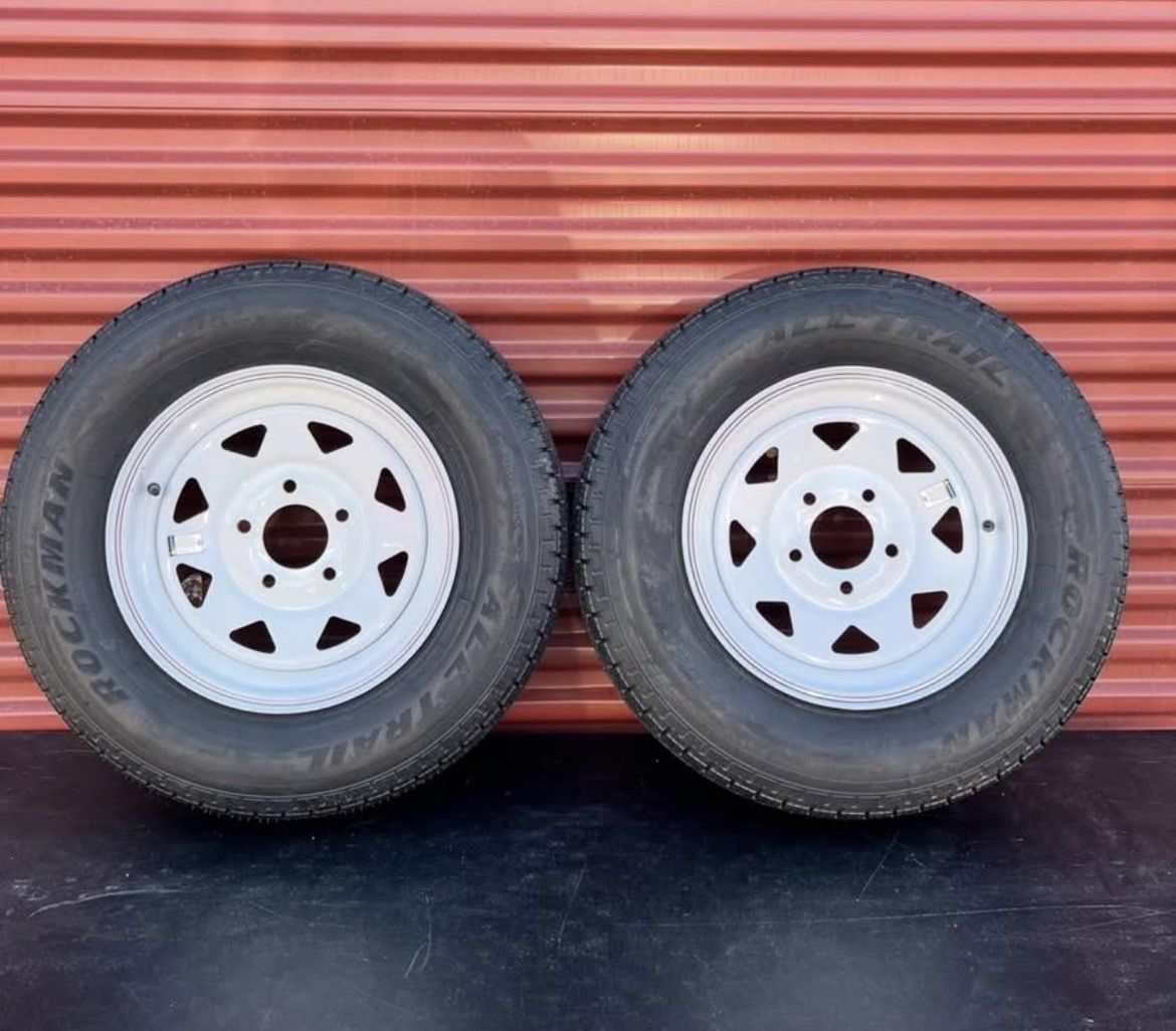 New Rockman ST 205/75-15 Trailer Tires with Rims