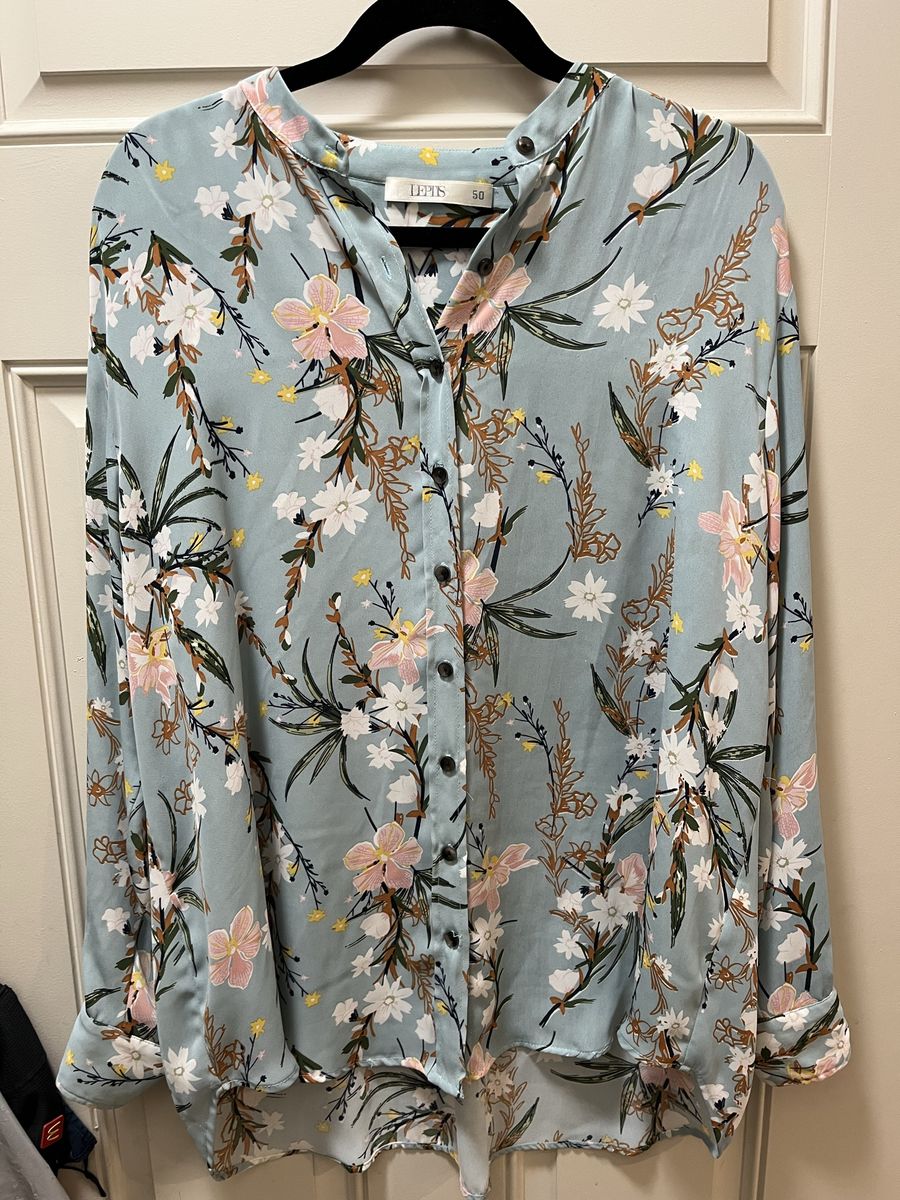 Women modest blouse, shirt, XL, chiffon, floral,