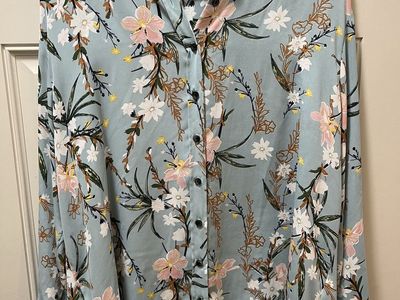 Women modest blouse, shirt, XL, chiffon, floral,