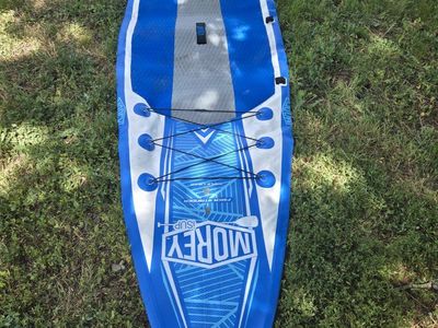 Morey Inflatable Stand Up Paddle Board Blue/White with Fin and Paddle