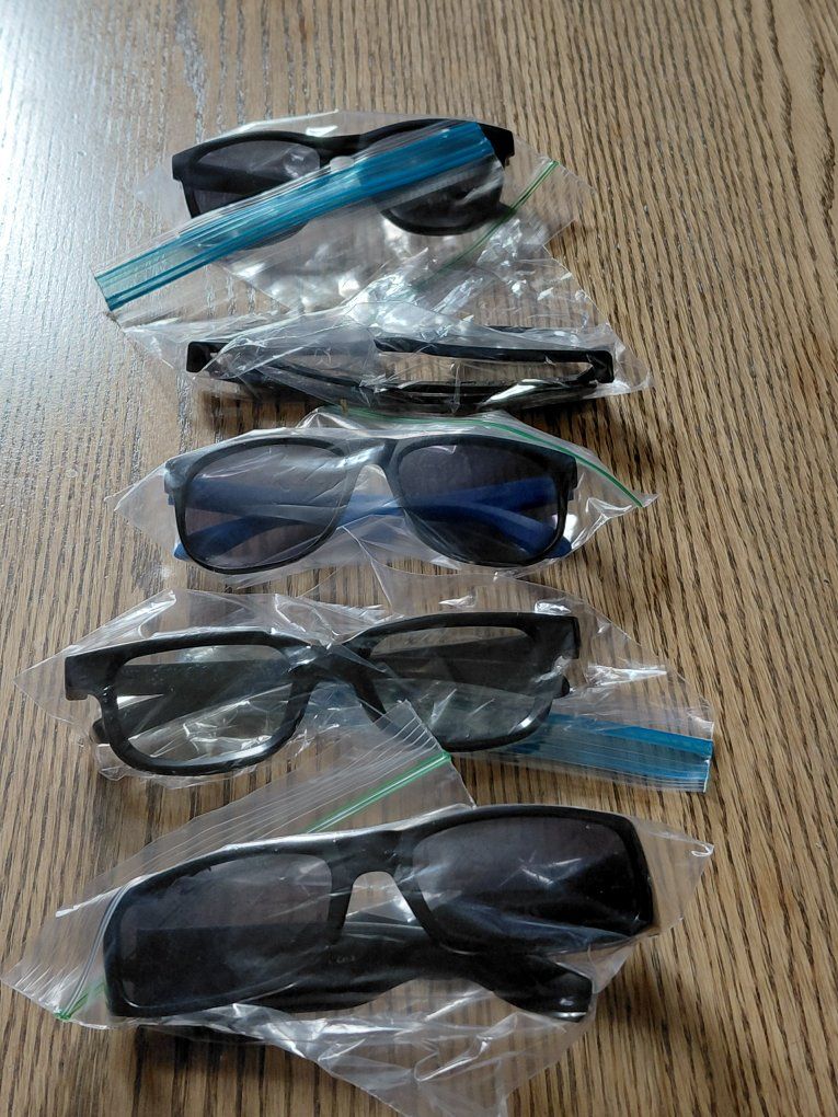 Lot of 5 Used 3D Movie Glasses - Black Frames, Various Styles