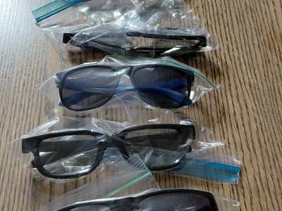 Lot of 5 Used 3D Movie Glasses - Black Frames, Various Styles