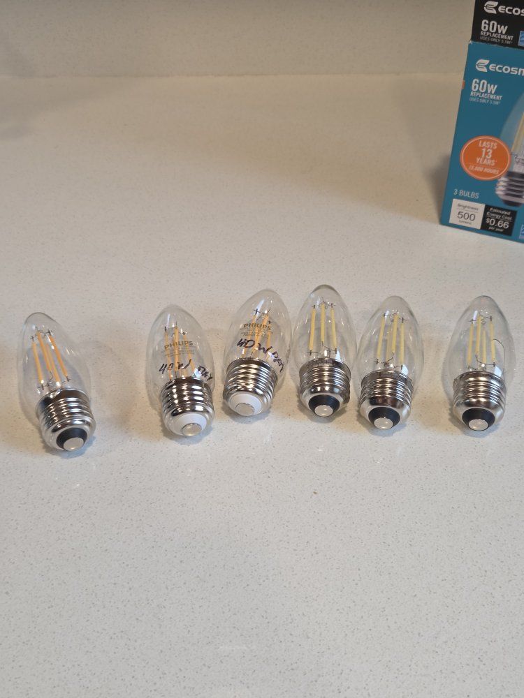 EcoSmart LED 40W Equivalent Dimmable Light Bulbs, Clear Glass, E26 Base - Set of 6