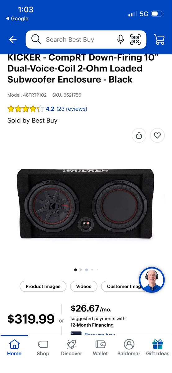 Kicker CompRT Dual 10" Down-Firing 2-Ohm Loaded Subwoofer Enclosure - Black (48TRTP102)