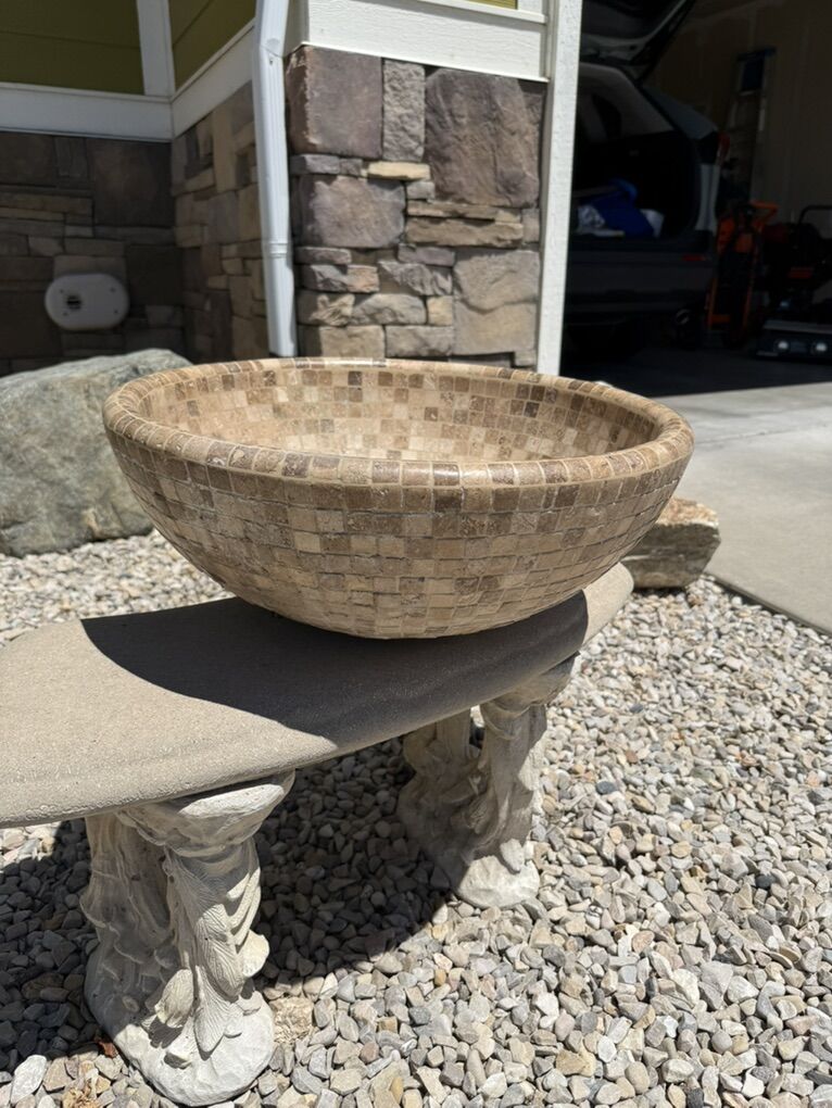 Natural stone mosaic sink - Afyon Noce Travertine