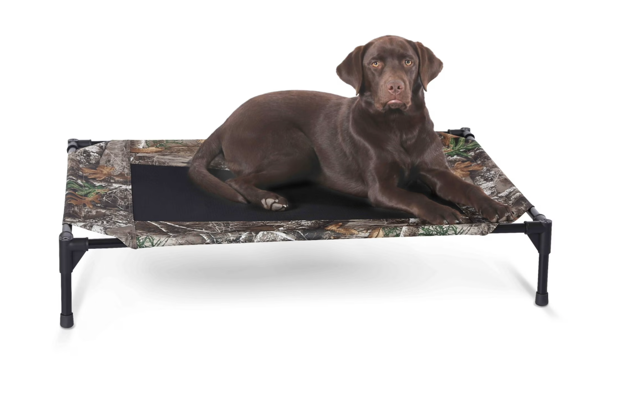 New in box, Pet Cot Elevated Dog Bed Camo/Black Mesh Large 42 X 30 X 7 Inches
