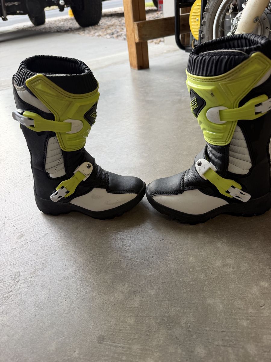 Moose Racing Child Motocross Boots - Black/White/Neon Green,  Size 12