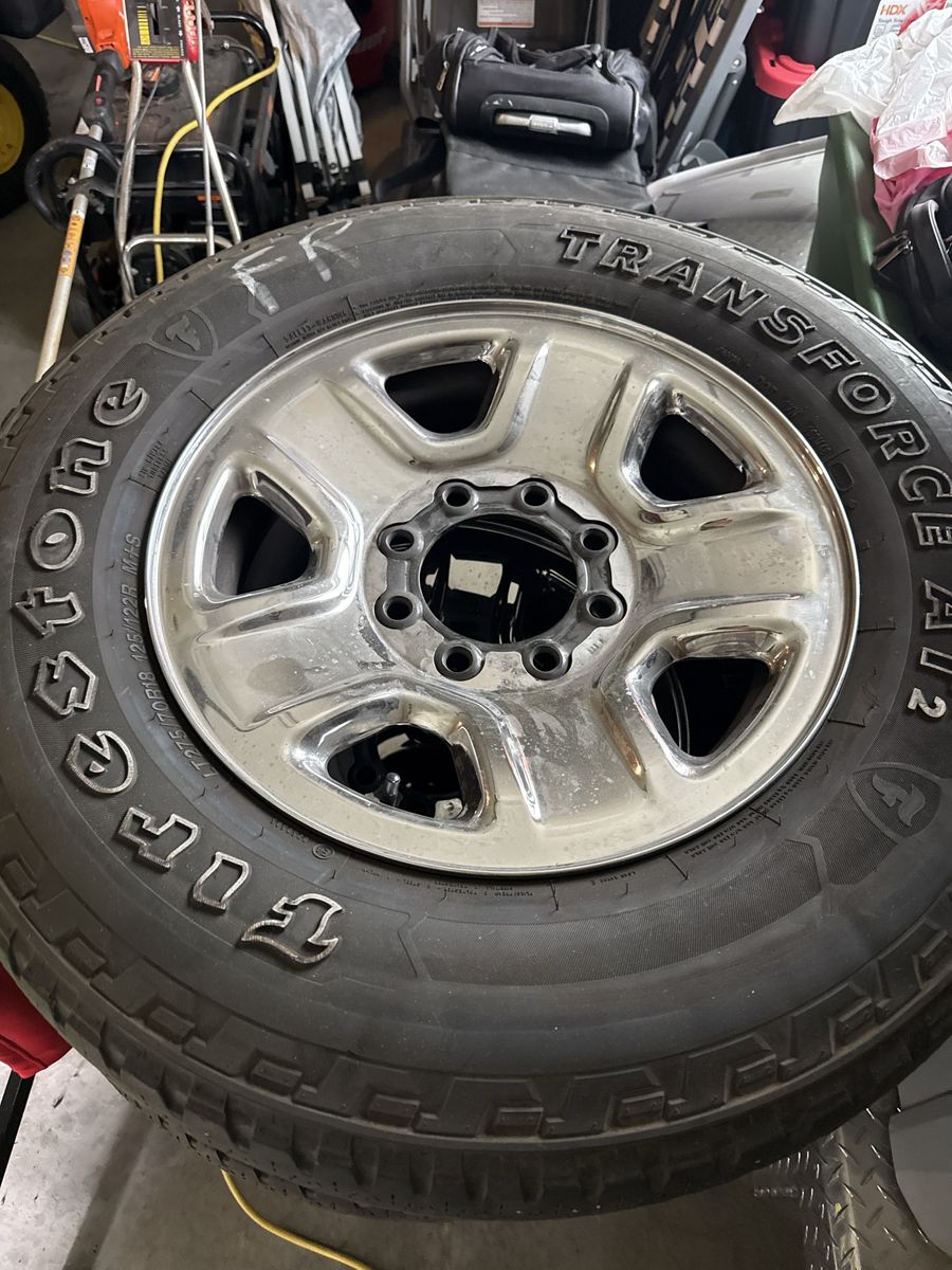Firestone Transforce AT2 LT275/70R18 Tires on Chrome Rims - Set of 4