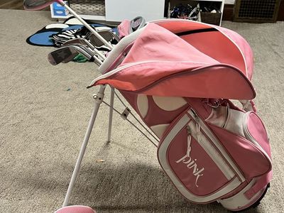 Pink Junior Golf Club Set with Bag - Driver, Putter, Irons - Youth LEFT Handed